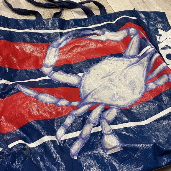 Tj maxx large reusable bag blue crab print - Picture 3 of 5